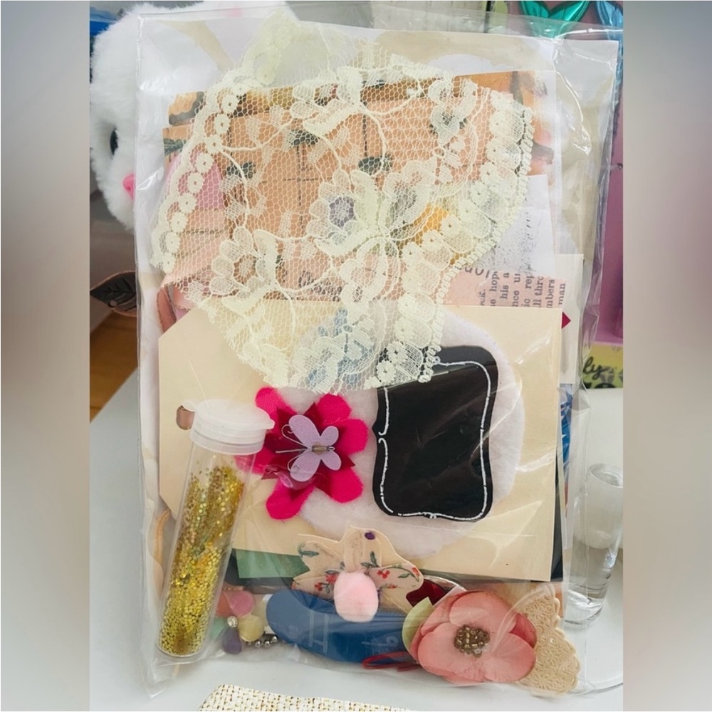 Mystery craft supplies pack. Colorful Craft Kit with Stickers and Decorations